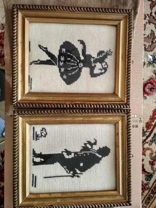 Set goblene alb/negru "Balerina si Gentelmanul"