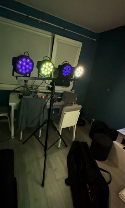 led par rgbw + uv 12x18 и стойки за осветление