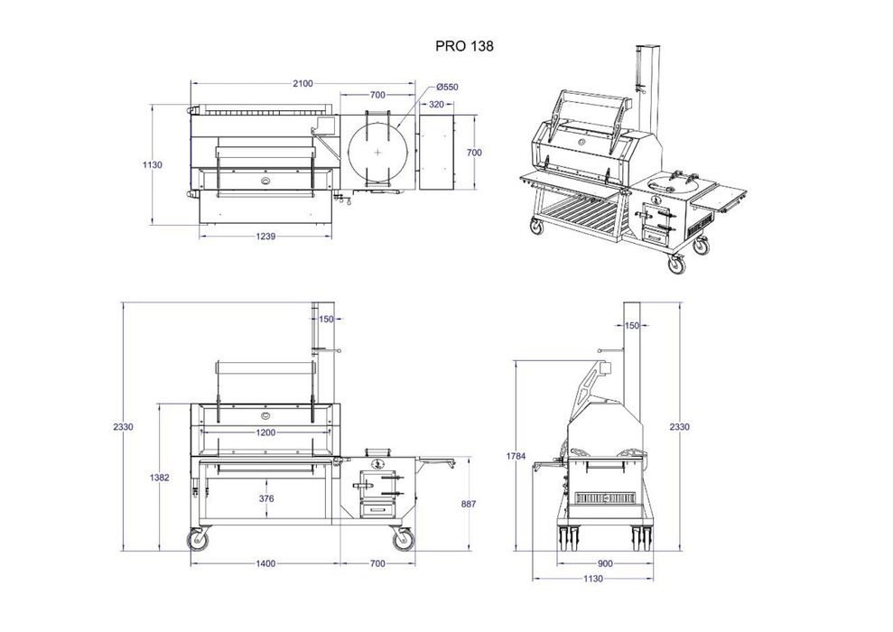 Смокер-гриль-коптильня-очаг “PRO-139”,профессиональное устройство