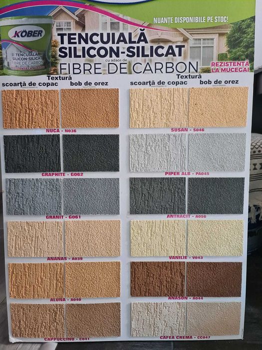 Tencuieli decorative cu silicon, Kauciuc, Fibre de Carbon -25 kg