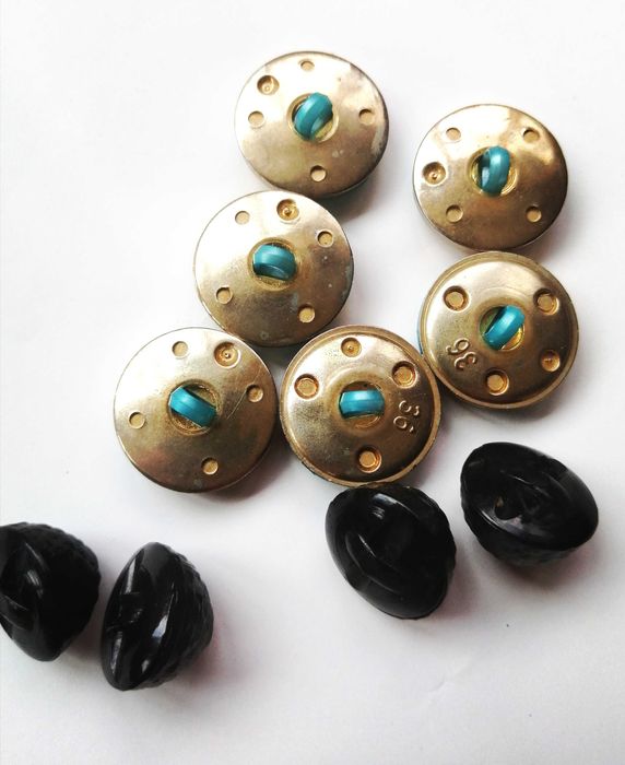 Lot doua seturi nasturi retro vintage fashion design turcoaz gold dama