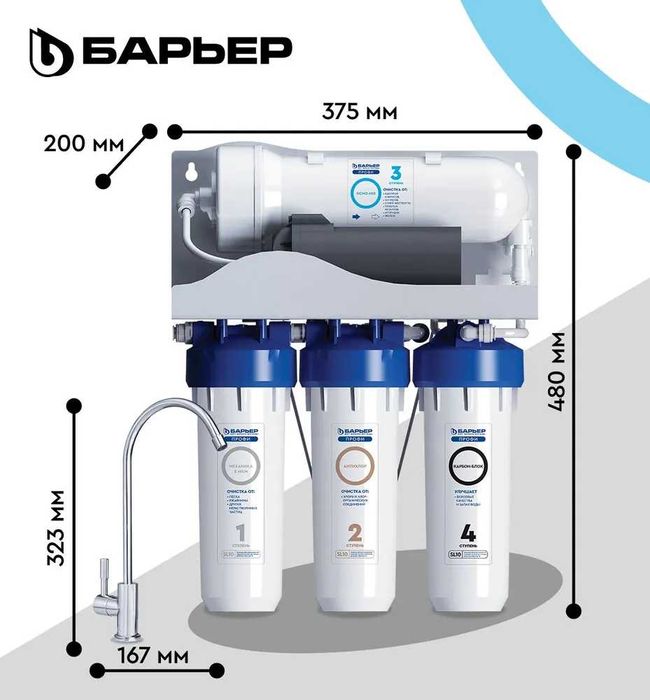 Фильтр обратный осмос  с рекордной производительностью 90 литров в час