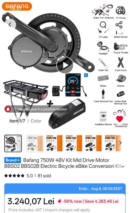 Bicicleta electrica 750w cu motor bafang