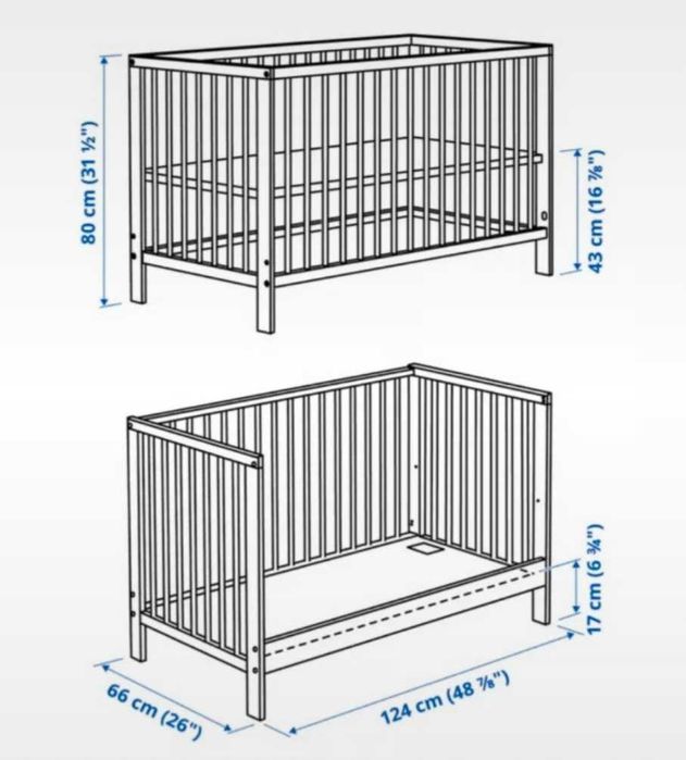 Pat bebe IKEA Gulliver + saltea, protecție, 3 cearceafuri