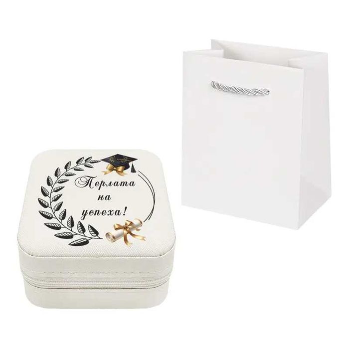 Бижутерка с послание и перла в мида /еко кожа/