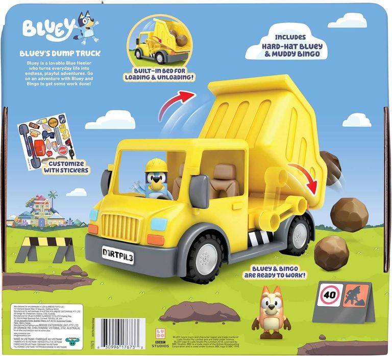 Блуи Bluey Самосвал и две фигурки Блуи и Бинго