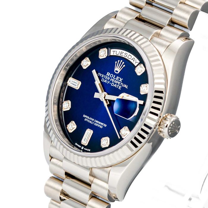 Rolex Day-date “President” 36mm 128239 Blue Ombre Diamond dial White gold