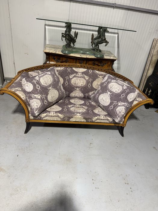 Canapea biedermeier din lemn cu picturi manuale