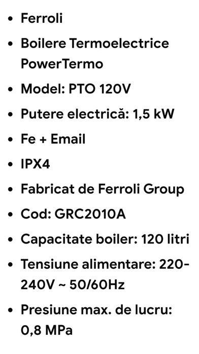 Boiler Ferroli 120litri