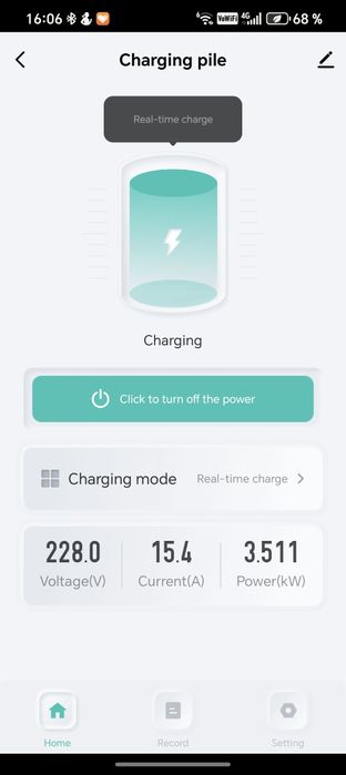 Charger 3,6//7.2 Kw, pt  mașini electrice și plug-in, control prin WiFi al puterii de incarcare