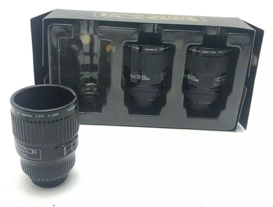 чаши за кафе в форма на фото обектив