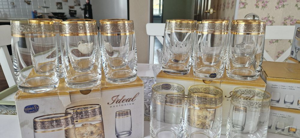 Стаканы 15 шт, Богемское стекло