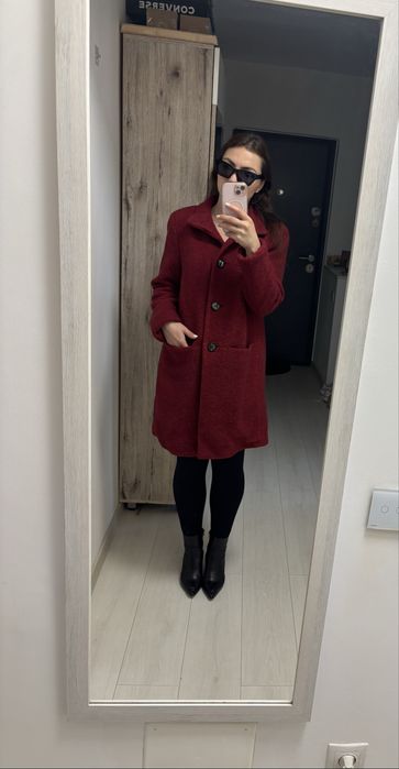 Palton lana Christian Berg -cu lână virgina - marimea  S/36 - burgundy