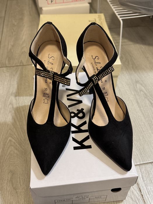 Vand pantofi dama cu toc inalt negri 35
