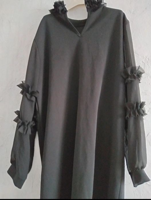 Rochie damă neagră tip tunică,– Made in Italy – Bust 50 cm,lungime 90