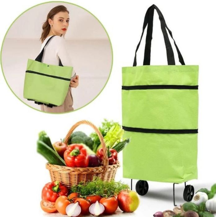 Мултифункционална сгъваема пазарска чанта с механизъм на колела.