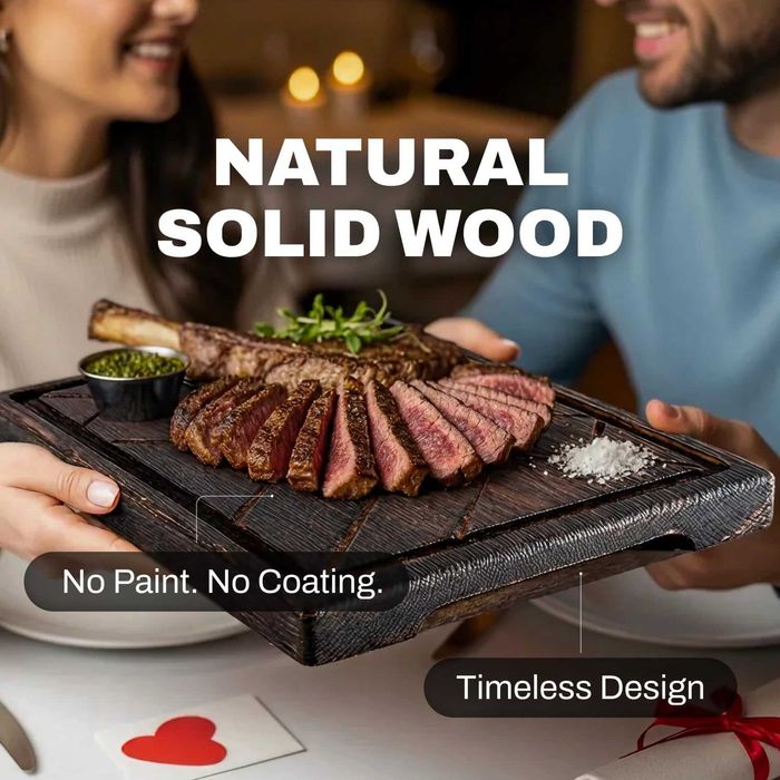 TESLYAR Дъска за стек, дъбова дървесина, 30x20см