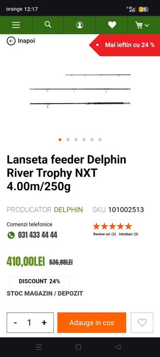 Lanseta feeder Delphin River Trophy NXT 4.00m/250g