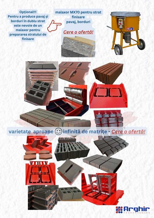 Promotie linie de productie pavaj, borduri, presa pavele, malaxor beton