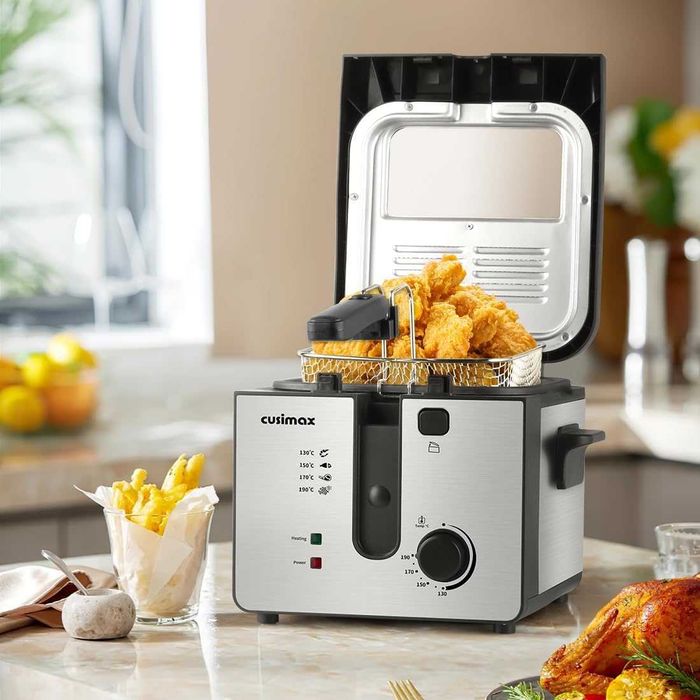 Фритюрник CUSIMAX, 2,5 л фритюрник с незалепващо покритие, сребрист