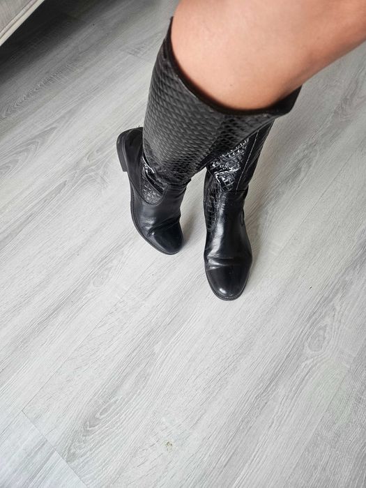 cizme din piele naturala lacuita