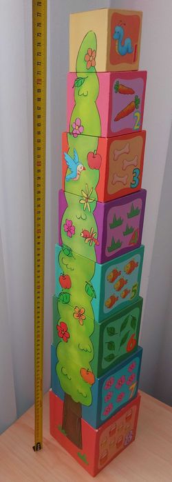 Turn de stivuire pentru copii - Small Foot, 8 cuburi, +12 luni