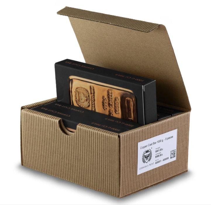 Медни кюлчета Germania Mint  1000 гр. лята мед