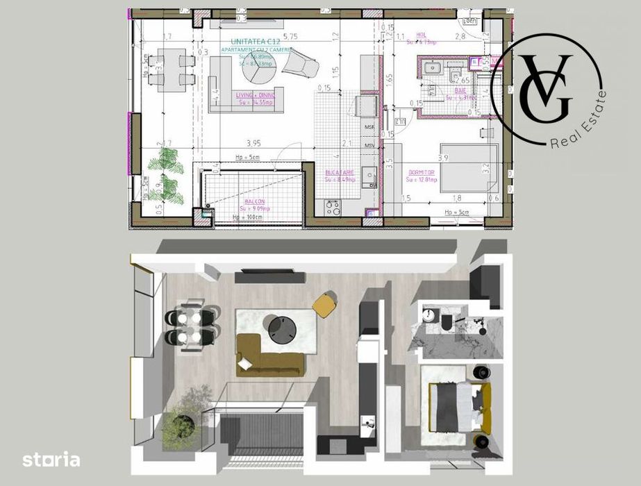 Apartament cu 2 camere spatios - Blue Bike EDEN