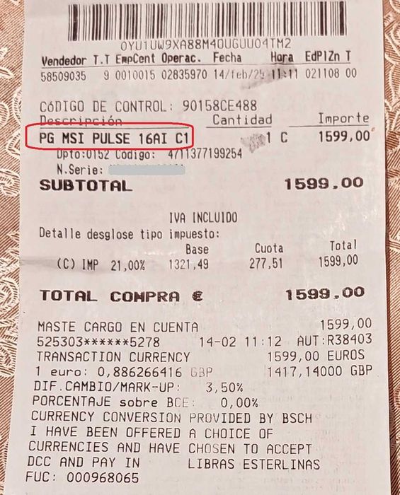 MSI Pulse 16 AI/Ultra 7 155H/RTX 4070 8GB/16GB RAM/512GB SSD/QHD 240hz