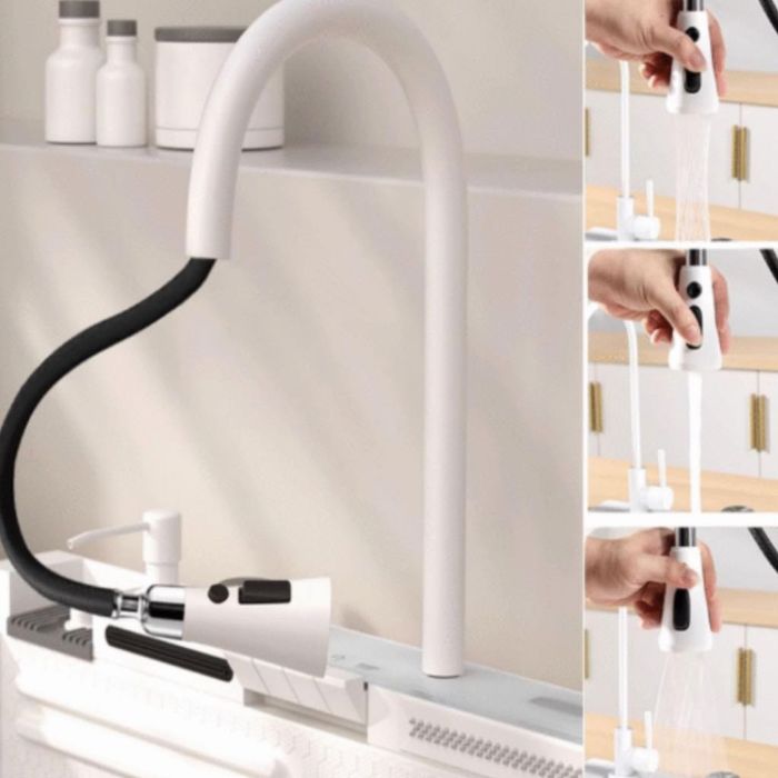 Умна кухненска мивка с изтеглящ се кран – LED