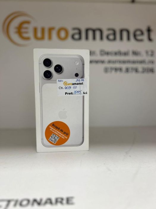 Telefon mobil Apple iPhone 17 Pro Max, 256GB, 5G, Silver,100% -D-