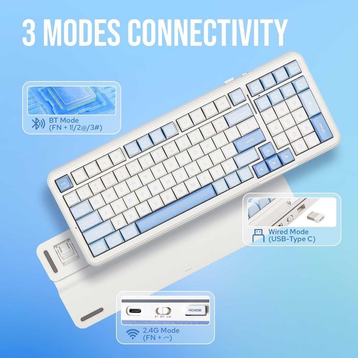 Чисто нова MCHOSE K99 96% безжична геймърска клавиатура, механична...