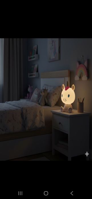 Lampa de Veghe Unicorn cu 3 Nivele de Lumina & Cablu USB,