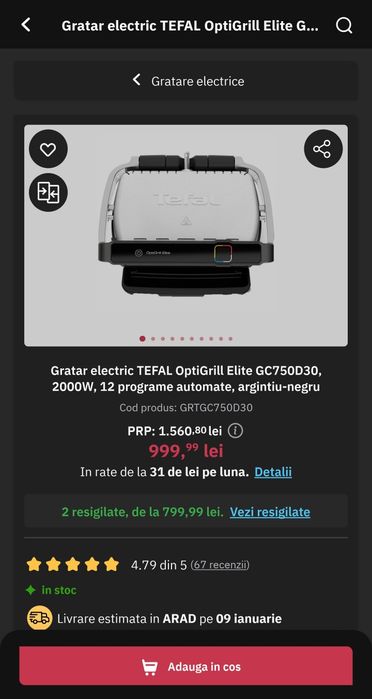 Gratar electric Tefal optigrill elite