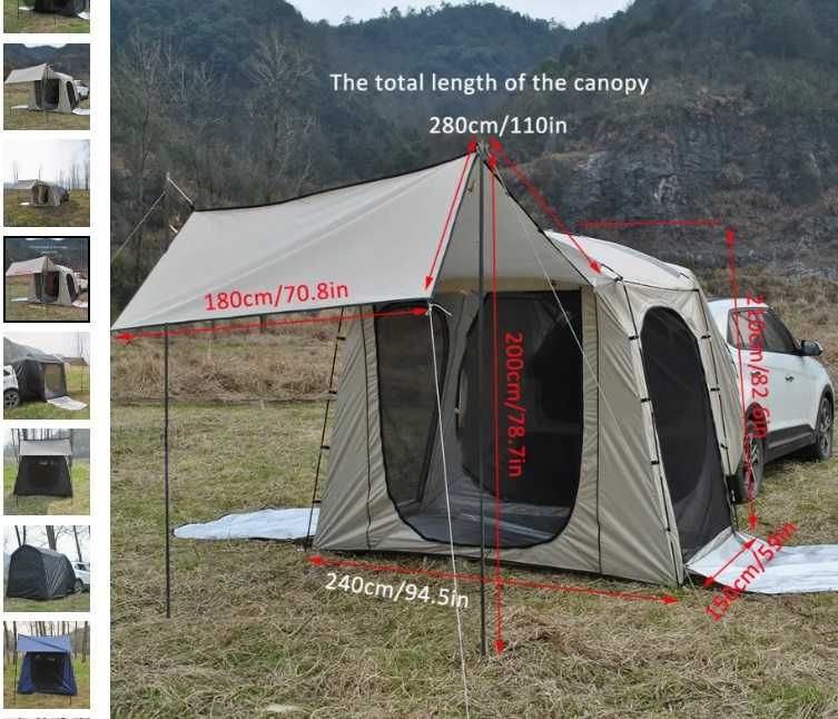 Cort exterior dupa masina, cu plasa țânțari și pavilion 2_4 persoane