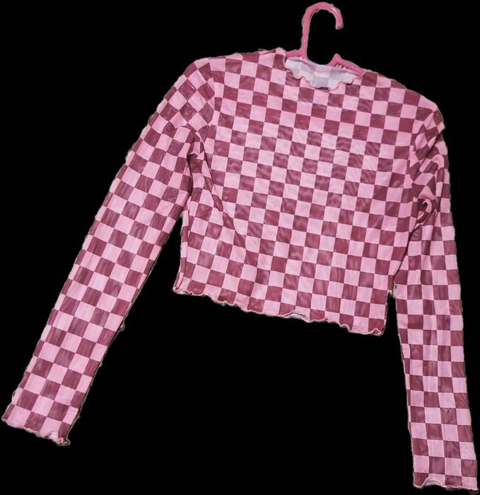 Лека, еластична розова блузка на карета. Размер S  / НОВА