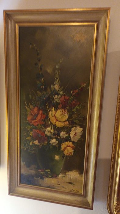 Ulei pe pânză natura statica o lucrare veche deosebita semnată încadra