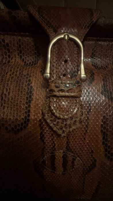 Poșetă vintage din piele de piton, Made in Italy, lucrată manual”