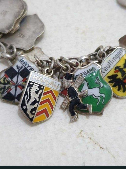 Superba bratara argint cu pandative orase germane