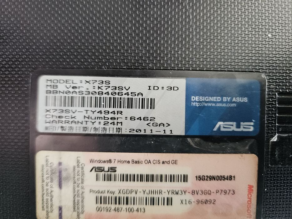 Asus x73s 17,3" на запчасти