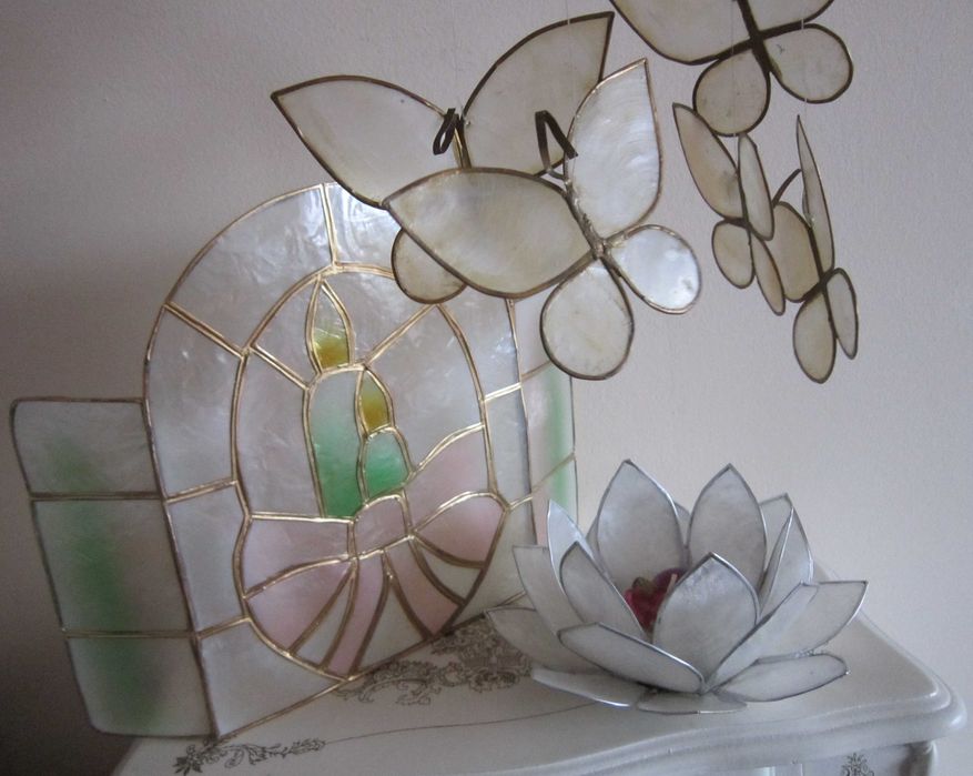 Craciun cadou rar Tiffany style Mother of Pearl sidef Germania 1980