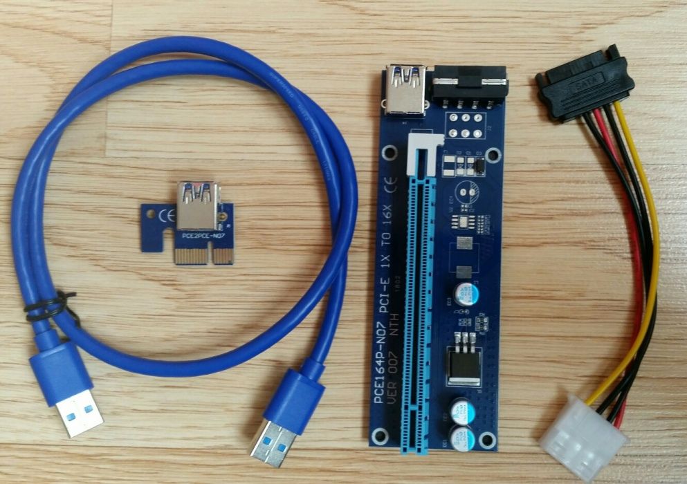 PCI-E PCI E Express 1X to 16X Riser Card + USB 3.0 Extender Cable