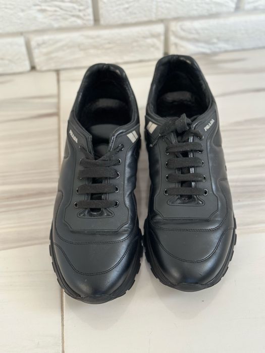 Кожени обувки Prada Black Prax