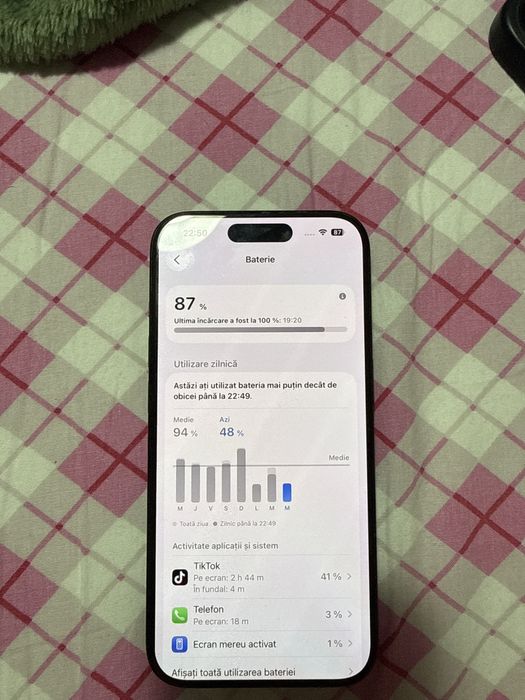 Iphone 15 pro albastru cu husa originala