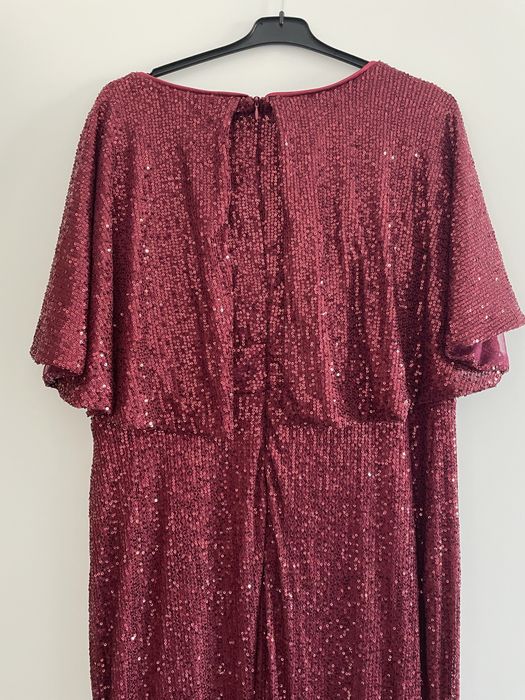 Rochie lungă vișinie cu paiete – Toleen (mărimea 2XL)