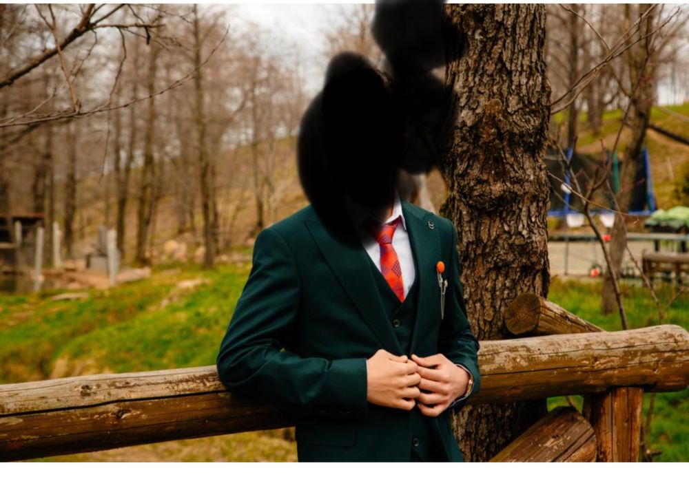 Costum elegant verde inchis marimea S