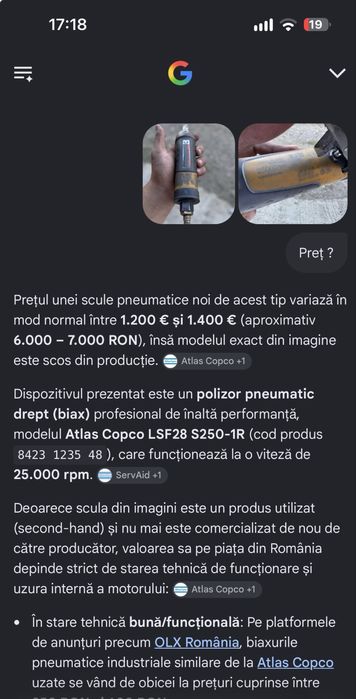 Biax pneumatic Atlas Copco 25000 rpm