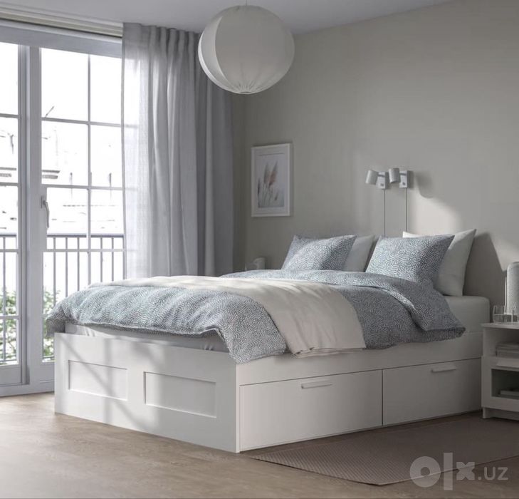 Кровать IKEA BRIMNES с 4-мя ящиками, 140*200см