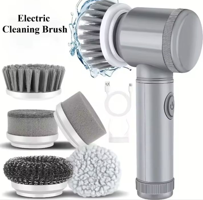 Electric Spin Scrubber, Bathroom Cordless Cleaning Brush Power Scrubber with 5 Replaceable Brush Heads, Electric Cleaning Brush
