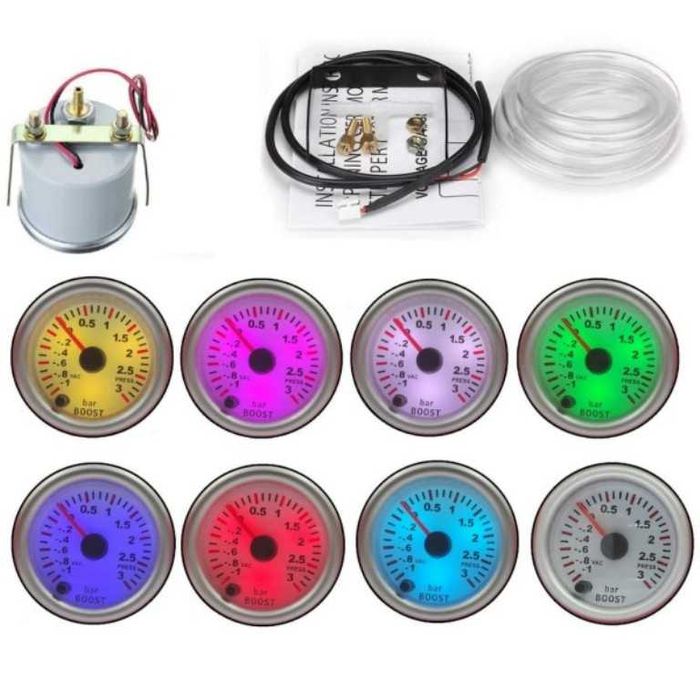 Уред за налягането на турбината Boost Meter RGB - 3 bar/52мм/7 цвята